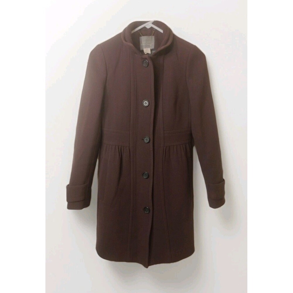 J Crew Womens Ladies Coat Size 2 Brownish Purple Wool Double Cloth Italian -Read